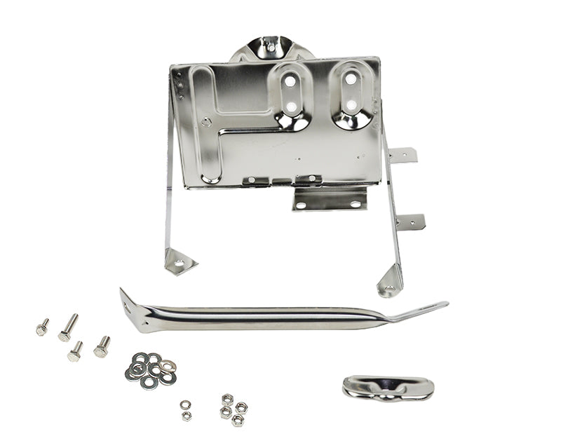 Kentrol 76-86 Jeep CJ Battery Tray with support arm - Polished Silver - Batteries Starting & Charging