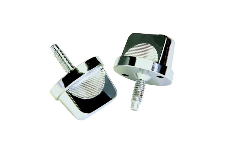 Kentrol 76-95 Jeep CJ/Wrangler YJ Windshield Knobs Pair - Polished Silver - Exterior Styling