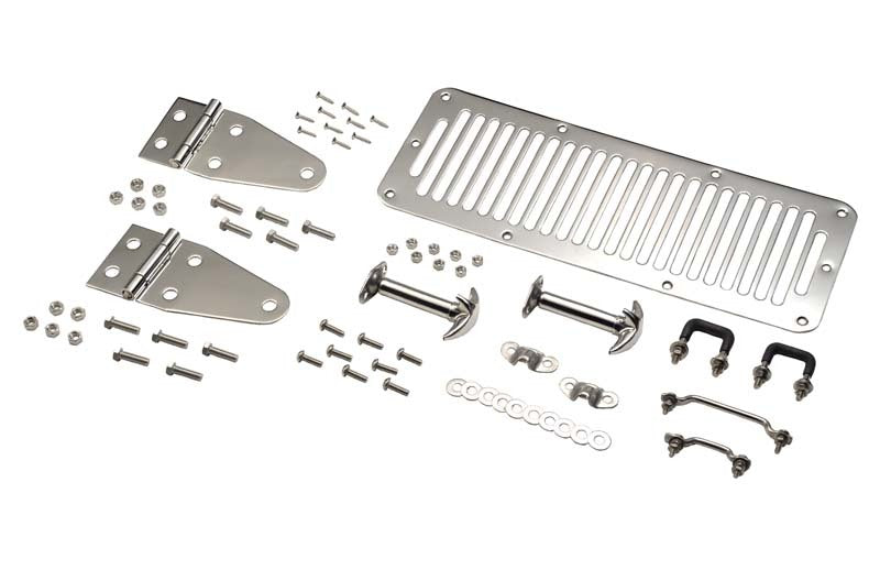 Kentrol 78-95 Jeep CJ/Wrangler YJ Hood Kit - Polished Silver - Exterior Styling
