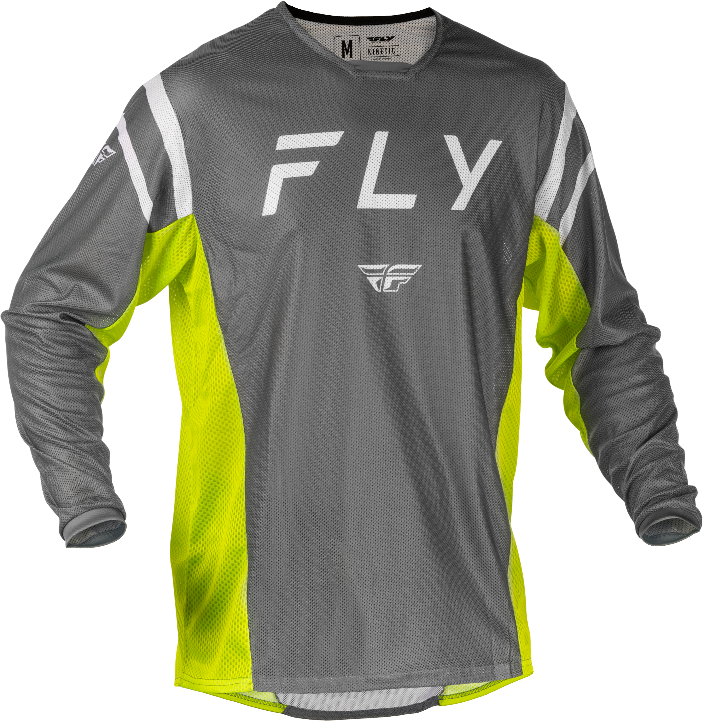 FLY RACING Kinetic Mesh Center Jersey Grey/White/Hi Vis Lg