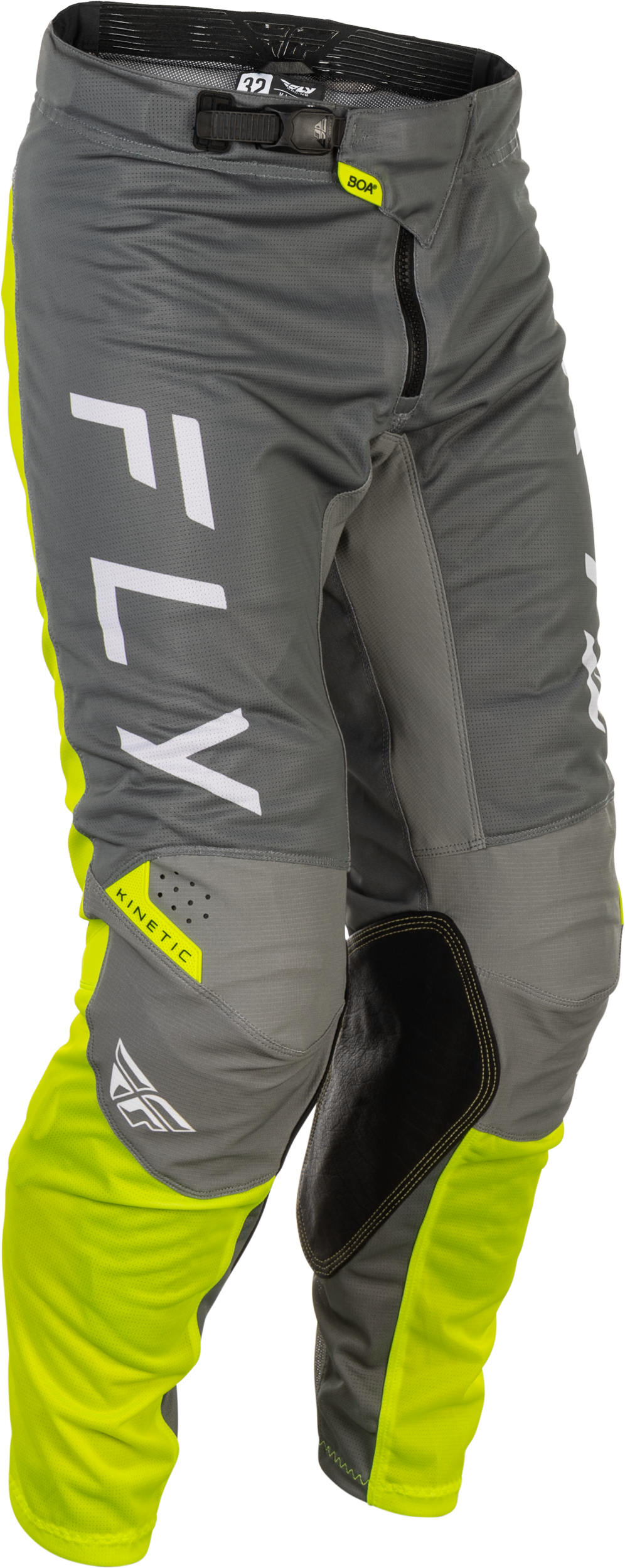 FLY RACING Kinetic Mesh Center Pants Grey/White/Hi Vis Sz 28