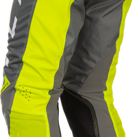 FLY RACING Kinetic Mesh Center Pants Grey/White/Hi Vis Sz 34