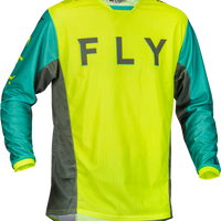 Fly Racing Kinetic Mesh Kore Jersey Hi-vis/teal/grey Xl - Hi-Vis Yellow/Teal/Grey / 2X-Large - Apparel Collection