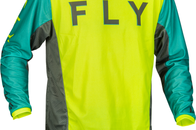 Fly Racing Kinetic Mesh Kore Jersey Hi-vis/teal/grey Xl - Hi-Vis Yellow/Teal/Grey / 2X-Large - Apparel Collection