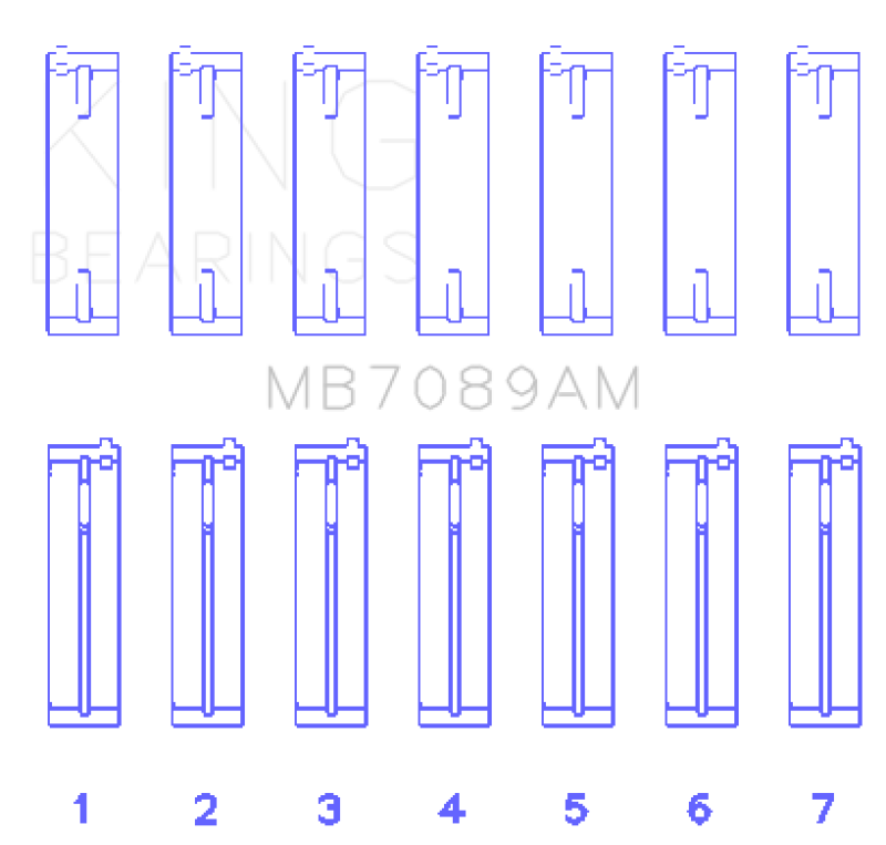 King Engine Bearings Audi/Volkswagen ABV/AES/AUE Crankshaft Main Bearing Set (Set of 7) (Standard Size) - Components