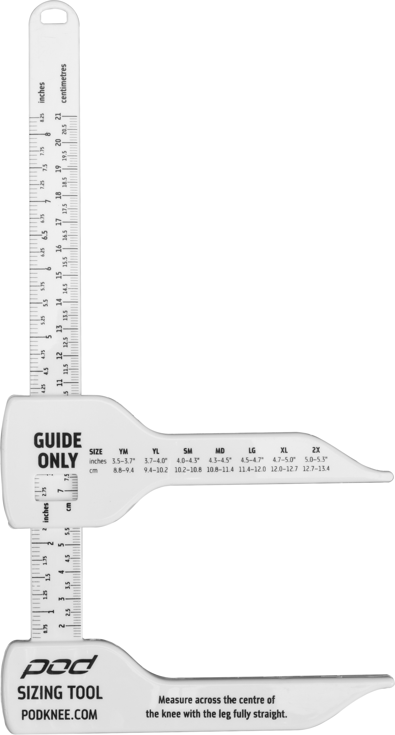 Pod Knee Brace Sizing Tool (white) - White - Apparel Collection