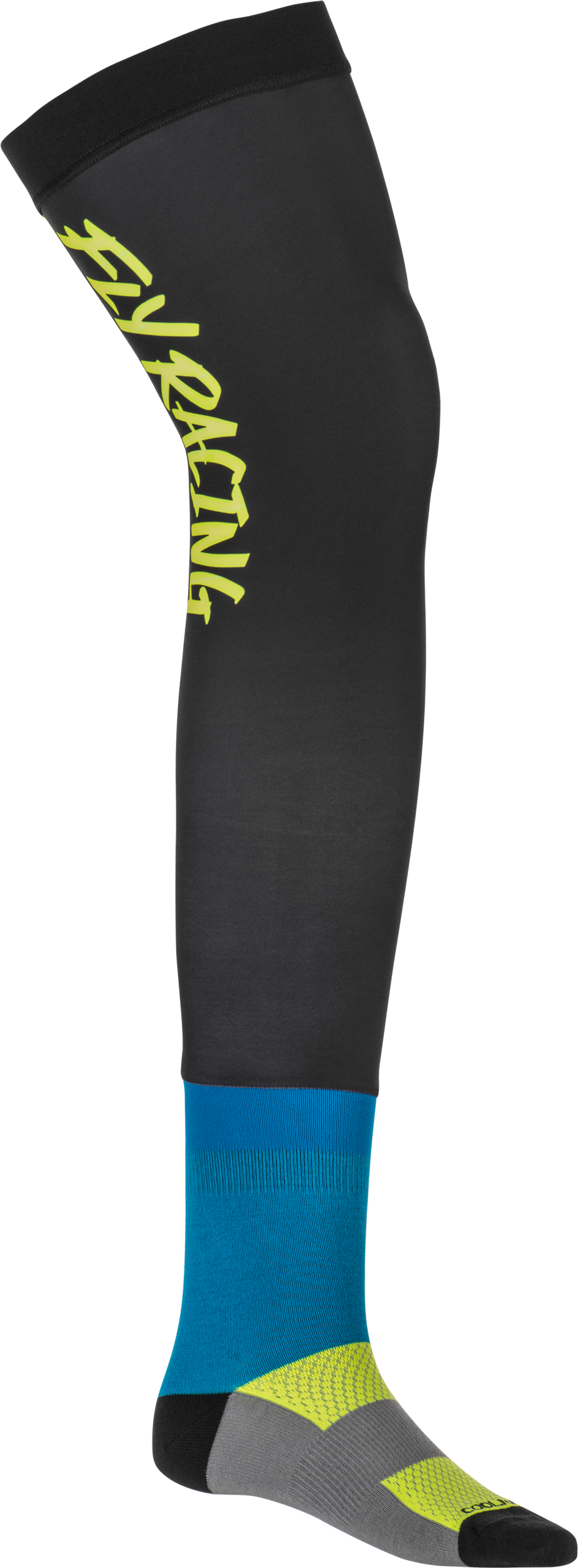 Fly Racing Knee Brace Socks Hi-vis/black/blue Sm/md - Hi-Vis Yellow/Black/Blue / Large - X-Large - Gear