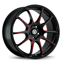Konig Illusion 17x7 5x114.3 ET40 Black/Ball Cut Red - Wheels