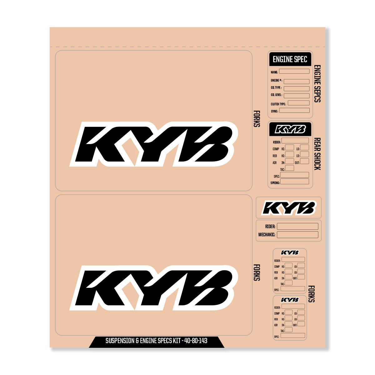 D-cor Kyb Decal Kit Black Fork/shock/eng Spec - Offroad Collection