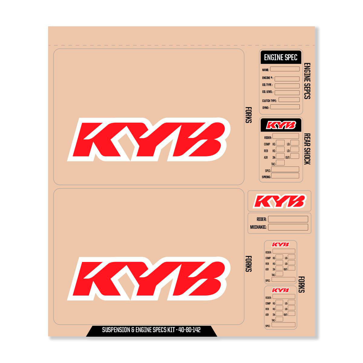 D-cor Kyb Decal Kit Red Fork/shock/eng Spec - Offroad Collection