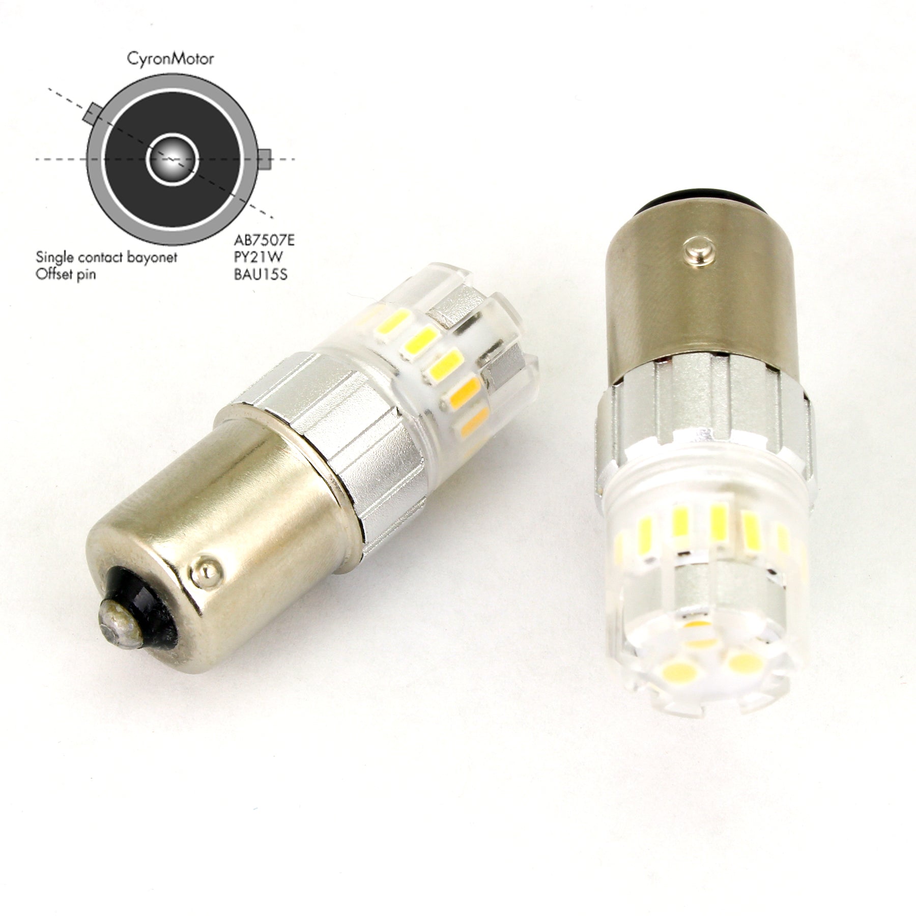 Cyron Led Bau15s Py21w Amber Pair Single Contact Offset Pin - Harddrive Products