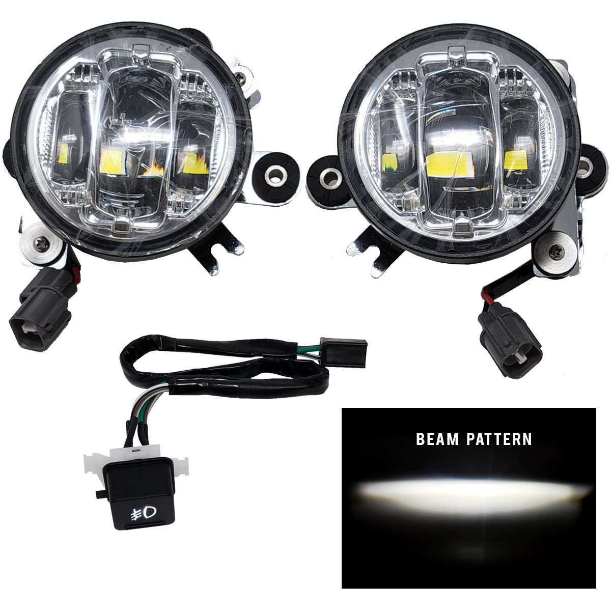 PATHFINDER Led Fog Light Kit Chrome Clear Lens Hon