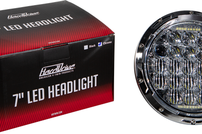 Harddrive Led Headlight 7’’ 90w Chrome 3500/2400 Lumens - Products