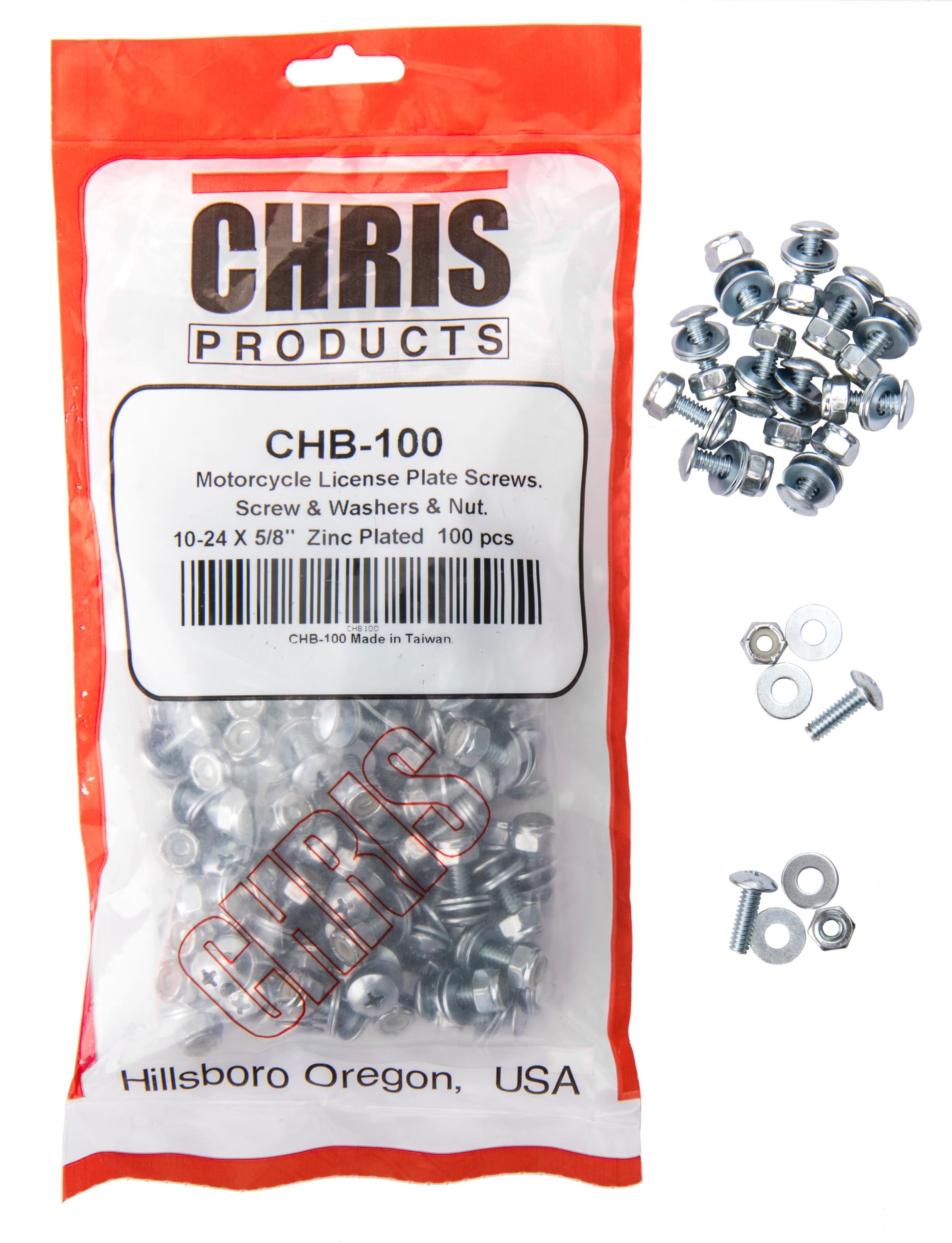 Chris Products License Plate Fasteners 100/pk 100 Pack - Harddrive