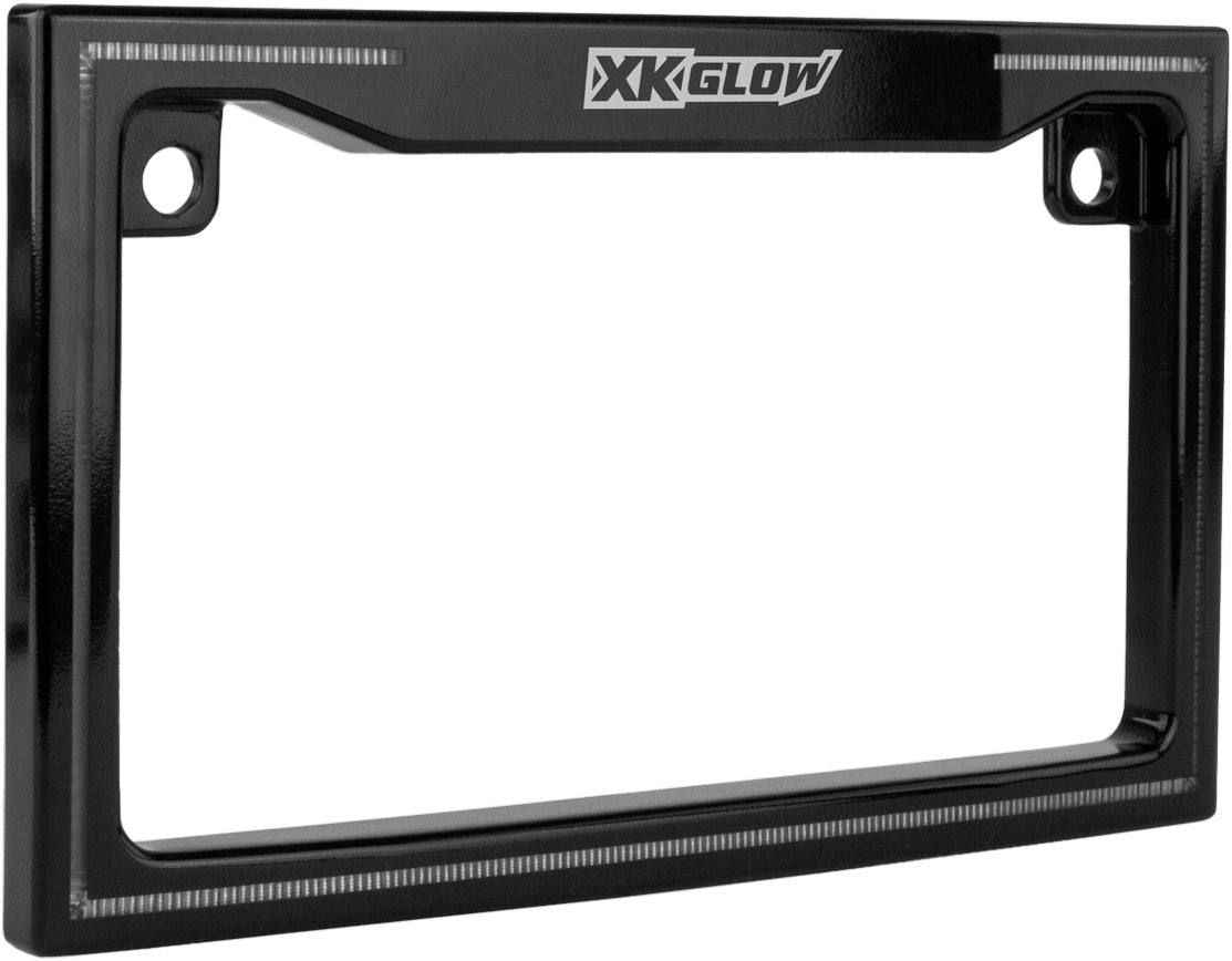 Xk Glow License Plate Frame Light With Turn Signal Chrome - Black - Harddrive Products