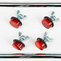 CHRIS PRODUCTS License Plate Frame W/4 Red Reflectors Chrome