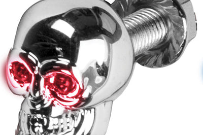 Harddrive Lighted Skull Lic Plate Screw White - Red - Products