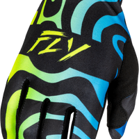 Fly Racing Lite Zen Gloves Black/blue/hi-vis Xs - Black/Blue/Hi-Vis Yellow / 2X-Large