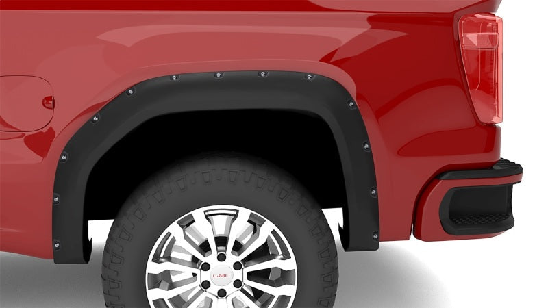LUND Lund 19-22 GM Silverado RX-Rivet Smooth Elite Series Fender Flares w/Black Bolts - Black 2pc Rear - & Trim