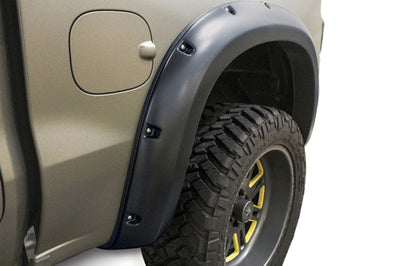 LUND Lund 19-22 GM Silverado RX-Rivet Smooth Elite Series Fender Flares w/Black Bolts - Black 2pc Rear - & Trim