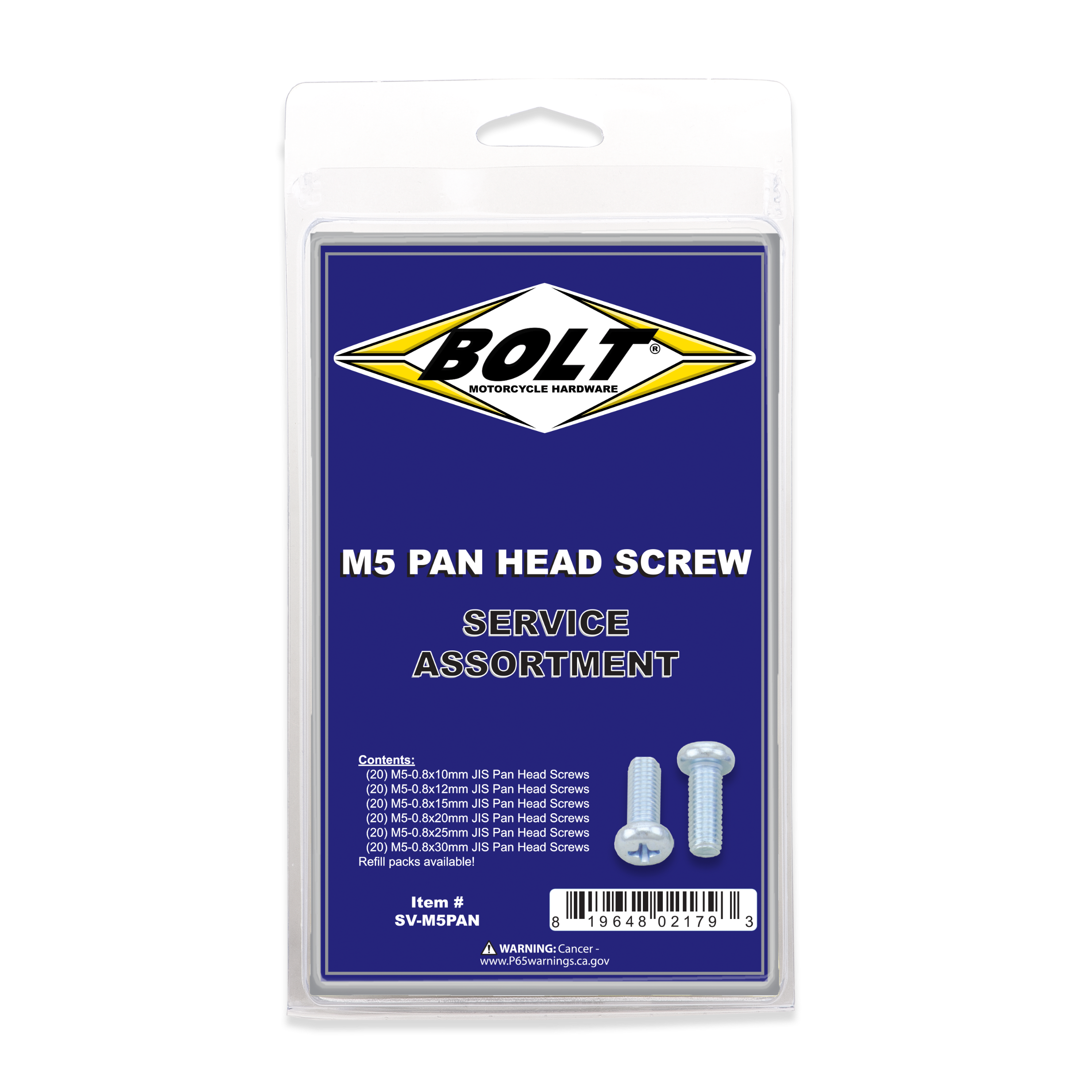 Bolt M5 Pan Head Phillips Assortment 120 Piece Kit - Tires & Wheels