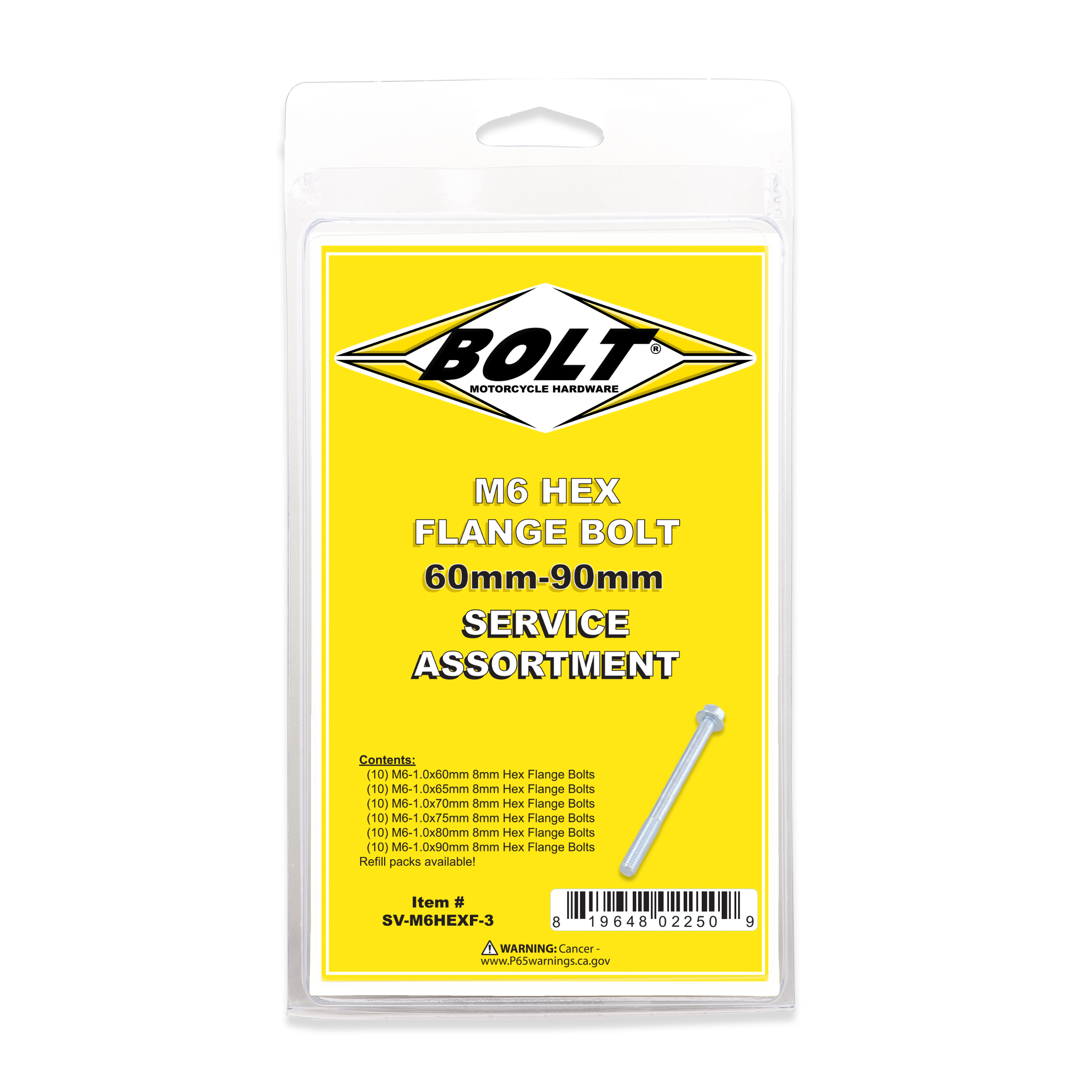 Bolt M6 8mm Hex Flange Assortment 60 Piece Kit - Tires & Wheels