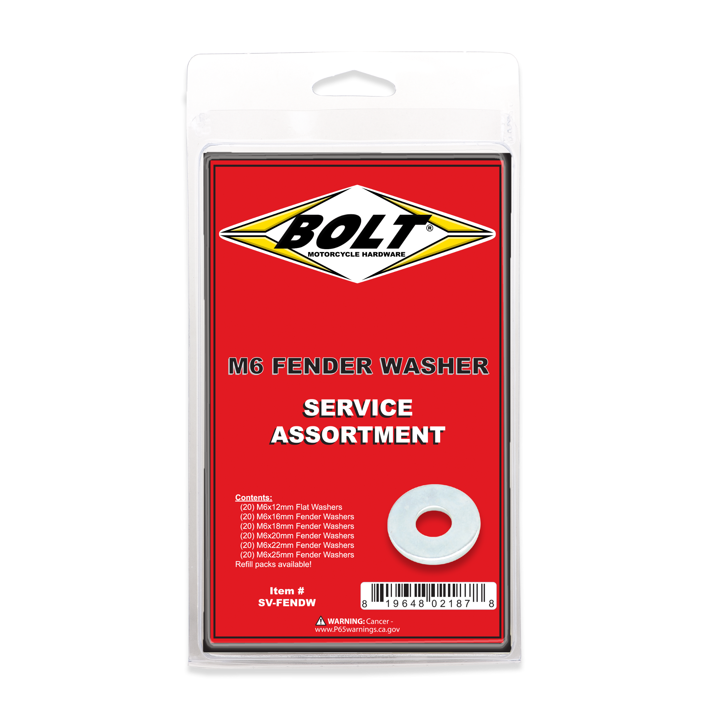 Bolt M6 Fender Washer Assortment 120 Piece Kit - Tires & Wheels