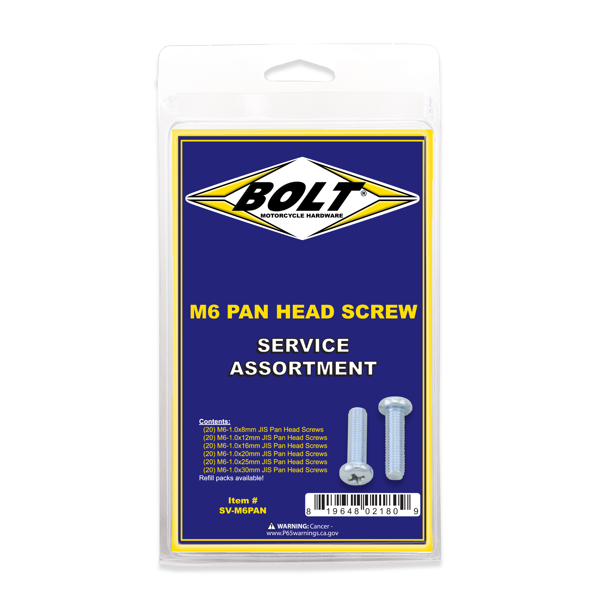 Bolt M6 Pan Head Phillips Assortment 120 Piece Kit - Tires & Wheels