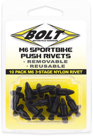 Bolt M6 Three Stage Push Rivet Kit 10/pk - Tires & Wheels