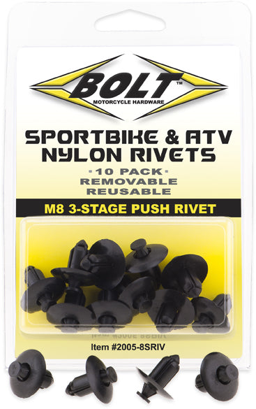 Bolt M8 Three Stage Push Rivet Kit 10/pk - Tires & Wheels