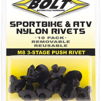 Bolt M8 Three Stage Push Rivet Kit 10/pk - Tires & Wheels