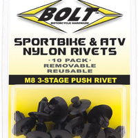 Bolt M8 Three Stage Push Rivet Kit 10/pk - Tires & Wheels