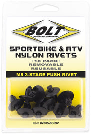 Bolt M8 Three Stage Push Rivet Kit 10/pk - Tires & Wheels