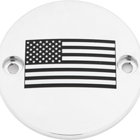 Custom Engraving M8 Timer Cover American Flag Chrome - Harddrive Products