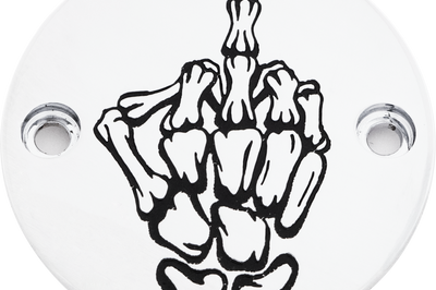 Custom Engraving M8 Timer Cover Bone Finger Chrome - Harddrive Products