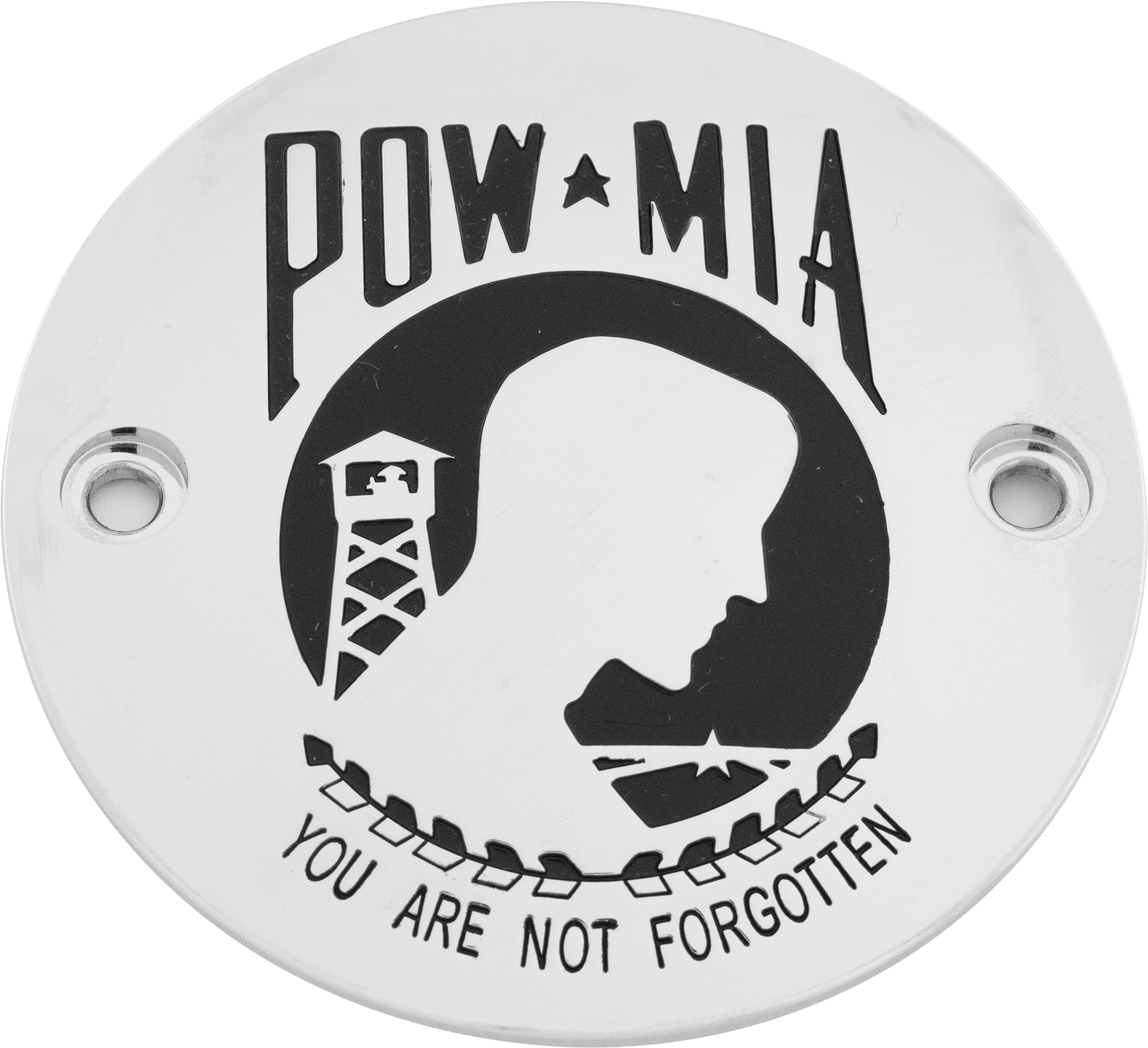 Custom Engraving M8 Timer Cover Pow-mia Chrome - Harddrive Products
