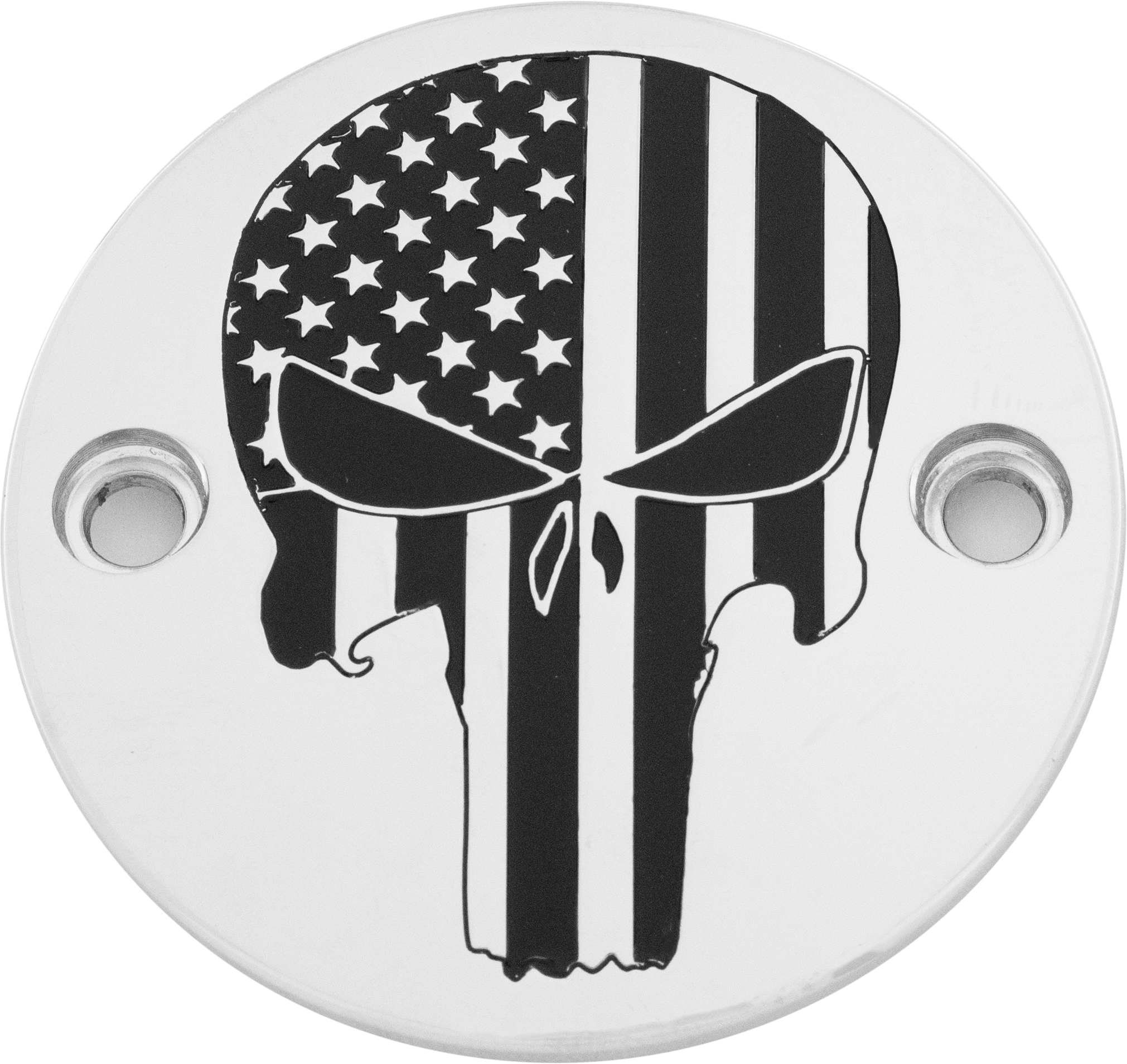 Custom Engraving M8 Timer Cover Punisher Chrome - Harddrive Products