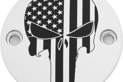 Custom Engraving M8 Timer Cover Punisher Chrome - Harddrive Products