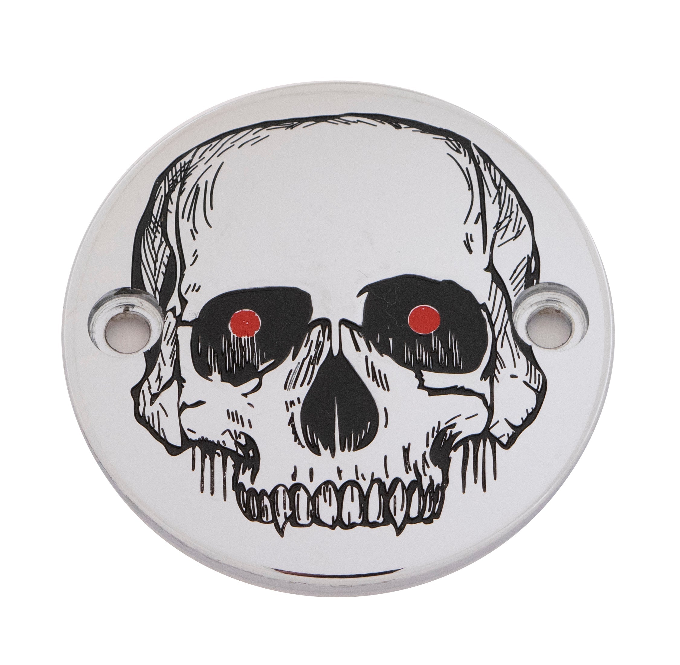 Custom Engraving M8 Timer Cover Skull Chrome - Harddrive Products