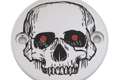 Custom Engraving M8 Timer Cover Skull Chrome - Harddrive Products