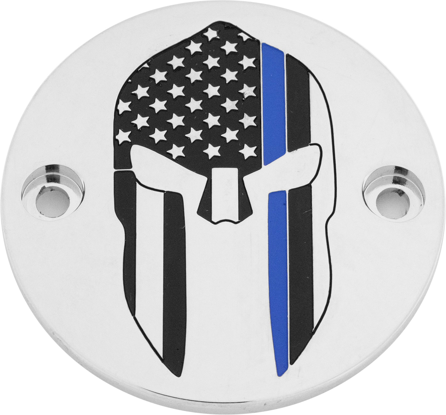 Custom Engraving M8 Timer Cover Sparta Blue Line Chrome - Harddrive Products