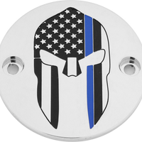 Custom Engraving M8 Timer Cover Sparta Blue Line Chrome - Harddrive Products