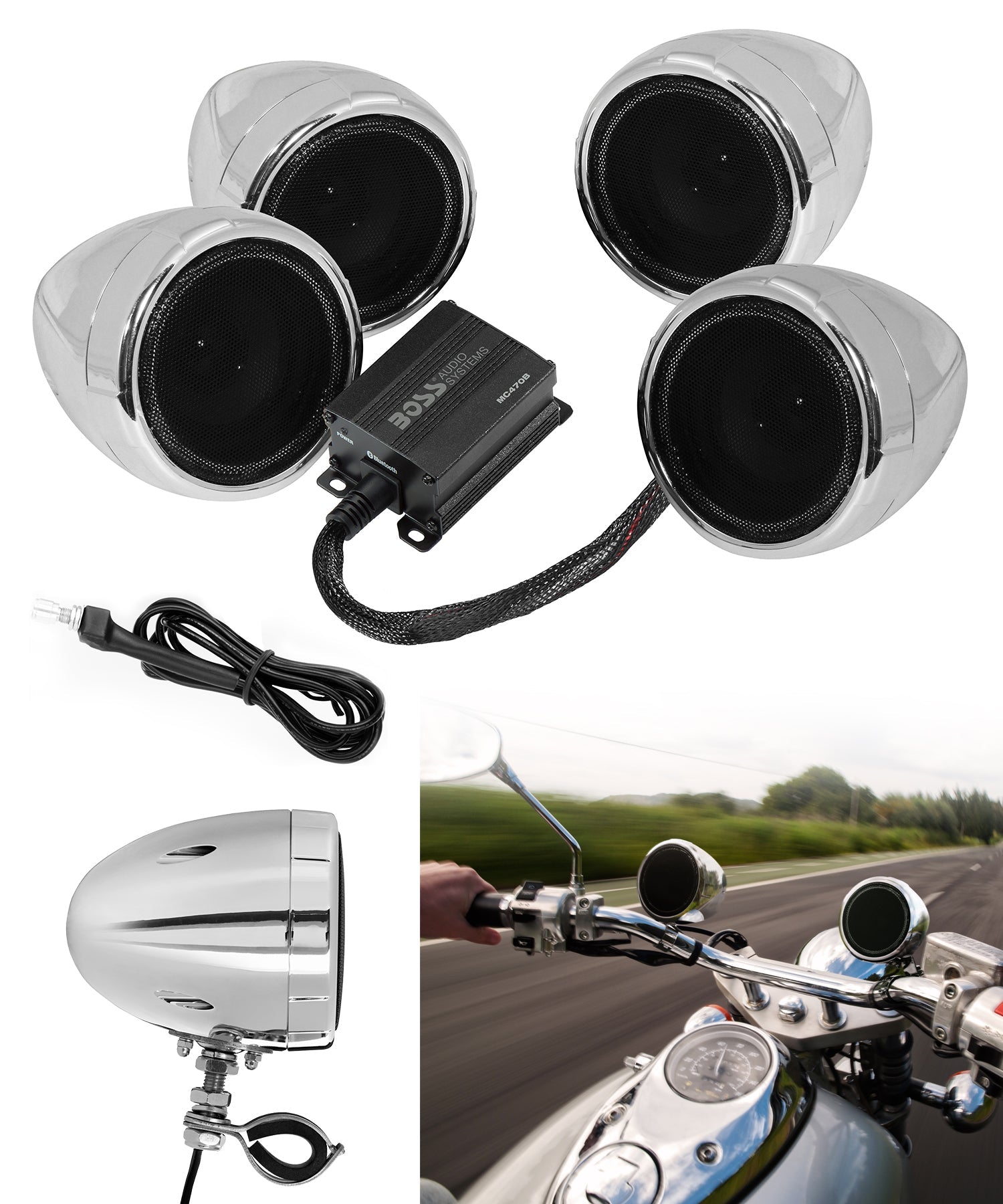 Boss Audio Mc470 Speaker System 1000w Chrome 4-spkr Bt - Harddrive Products