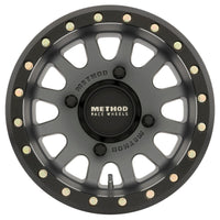 Method Wheels MR401 UTV Beadlock 15x7 / 4 + 3/13mm Offset / 4x136 / 106mm CB Titanium Wheel- Matte Black Ring