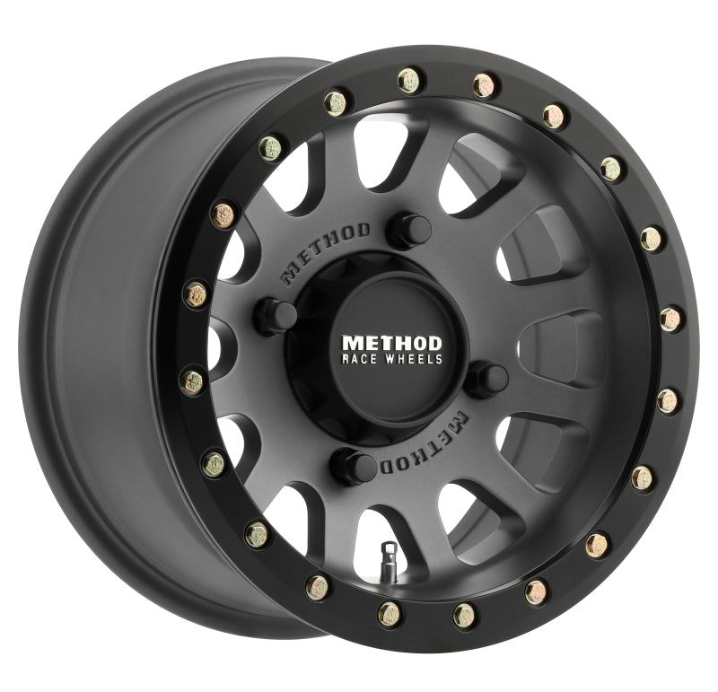Method Wheels MR401 UTV Beadlock 15x7 / 4 + 3/13mm Offset / 4x156 / 132mm CB Titanium Wheel- Matte Black Ring