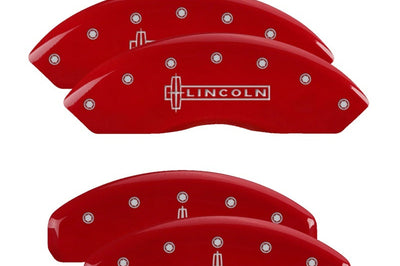 MGP 4 Caliper Covers Engraved Front Cursive/Cadillac Rear CTS Red finish silver ch - Brakes Rotors & Pads