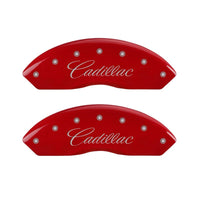 MGP 4 Caliper Covers Engraved Front Cursive/Cadillac Rear XLR Red finish silver ch - Brakes Rotors & Pads