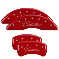 MGP 4 Caliper Covers Engraved Front Cursive/Cadillac Rear XLR Red finish silver ch - Brakes Rotors & Pads