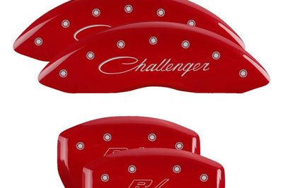 MGP 4 Caliper Covers Engraved Front Cursive/Challenger Rear RT Red finish silver ch - Brakes Rotors & Pads
