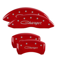 MGP 4 Caliper Covers Engraved Front Cursive/Challenger Rear RT Red finish silver ch - Brakes Rotors & Pads